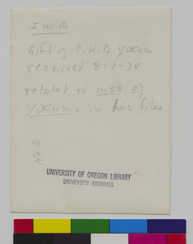 Marine Biology, Oregon Institute of: OIMB, 1 of 2 [6] (verso) show page link