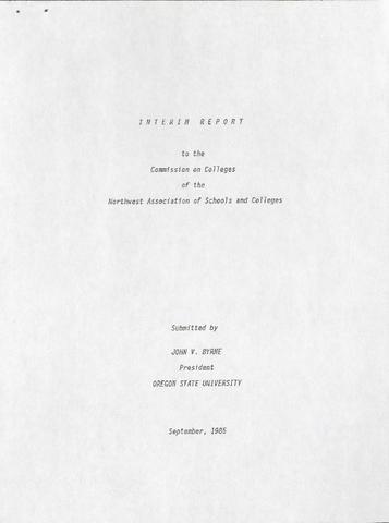 Interim Report to the Commission on Colleges of the Northwest Association of Schools and Colleges, 1985