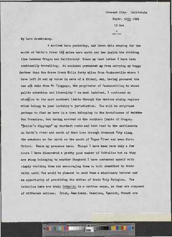 Croke, James to Francis Blanchet, 1854 September 18 [b001] [f001] [043_050] show page link