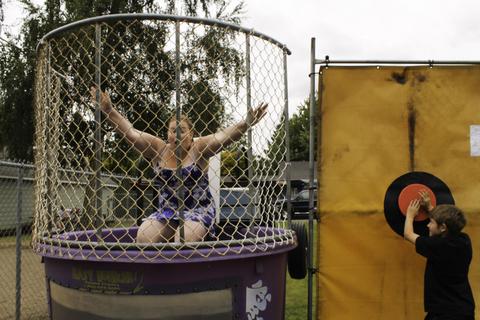 Going down in the Dunk Tank, Donald Hazelnut Festival, 2015